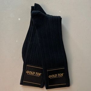 (2 pairs) Gold Toe Black Dress Socks - large